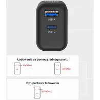 Ładowarka sieciowa Unitek P1119A 35W - 1x USB-C, 1x USB-A, Czarna