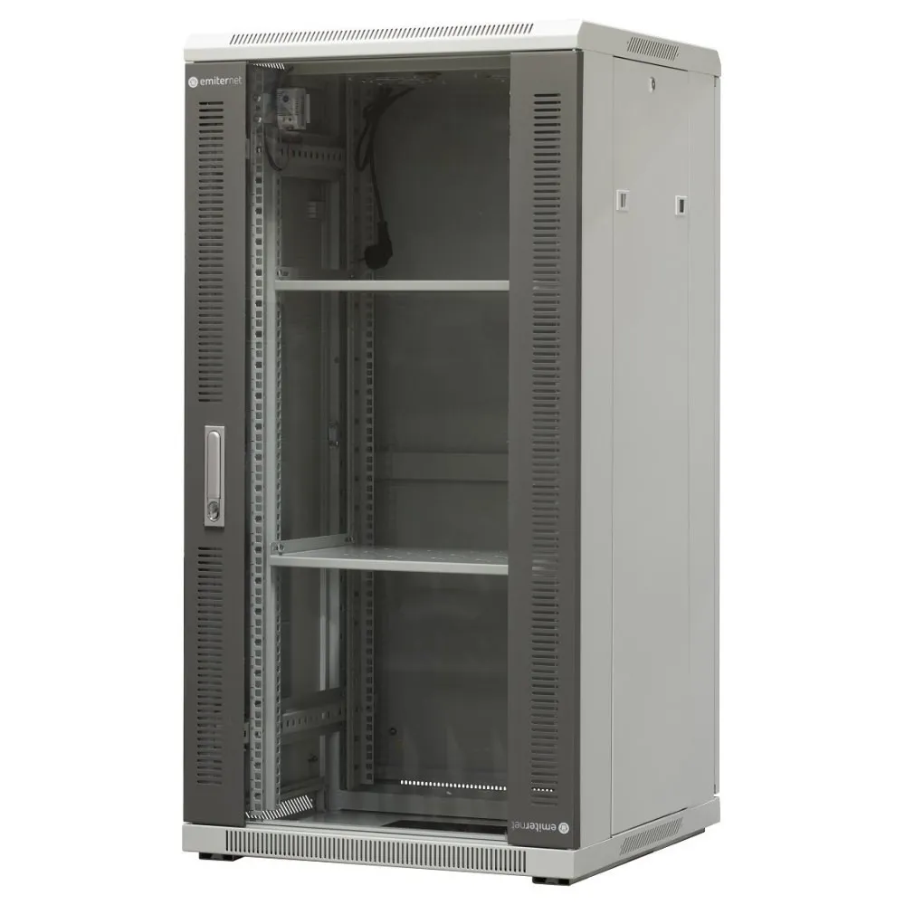 Szafa rack 19" 24U Emiter EM/SH05D-6624, 600 x 600 x 1180mm, drzwi przód blacha-szkło | Sklep ITnes.pl, IT for BUSINESS Szafa rack 19" 24U Emiter EM/SH05D-6624, 600 x 600 x 1180mm, drzwi przód blacha-szkło | Sklep ITnes.pl, IT for BUSINESS