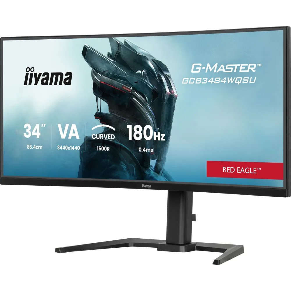 Zdjęcie produktu Monitor iiyama G-MASTER GCB3484WQSU-B1 - 34"/3440x1440 (UWQHD)/180Hz/21:9/zakrzywiony/VA/FreeSync/HDR/0,4 ms/USB-C/Czarny