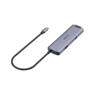 Replikator portów Unitek 6in1 Multiport H1112F - USB-C 100W, 3x USB-A, 1x HDMI, 1x RJ45, Szary