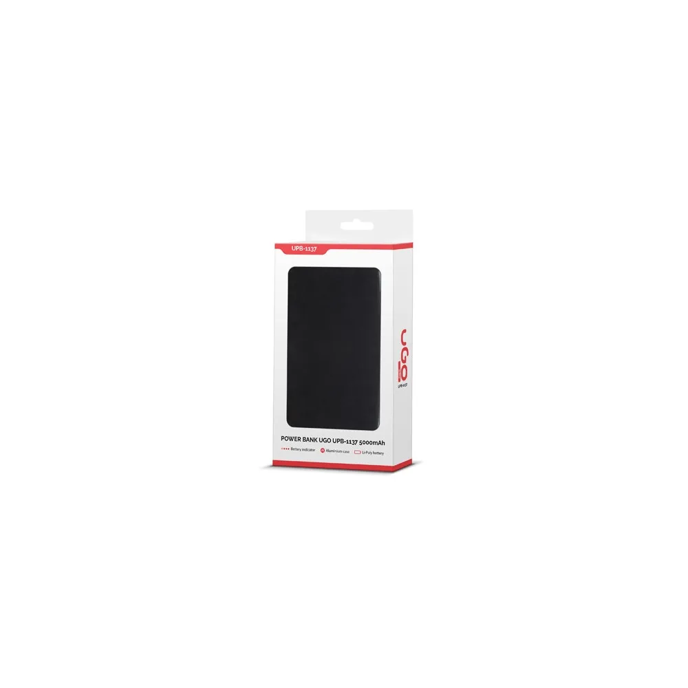 UGo UPB-1137 POWER BANK UGO UPB-1137 5000MAH CZARNY ALUMINIUM USB LI-POLY 1A | Sklep ITnes.pl - IT for BUSINESS