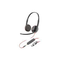 Słuchawki nauszne Poly Blackwire 3225 Stereo USB-C Headset +3.5mm Plug +USB-C/A Adapter (Bulk) 8X229A6