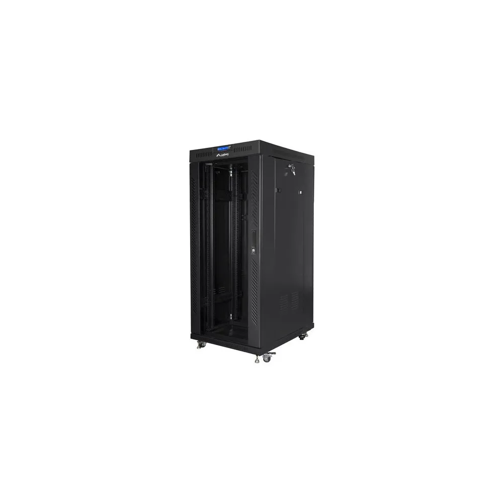 Szafa rack 19" 27U Lanberg FF01-6827-12B, 600 x 800 x 1461 mm, drzwi szklane | Sklep ITnes.pl, IT for BUSINESS