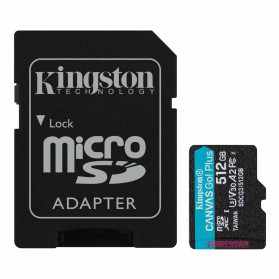 Karta Kingston microSD512GB Canvas Go Plus 170/90MB/s + adapter SDCG3/512GB - Czarna, Niebieska