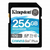Karta Kingston microSD256GB Canvas Go Plus 170/90MB/s SDG3/256GB - Czarna, Niebieska, Biała