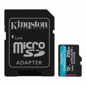 Karta microSD Kingston 256GB Canvas Go Plus 170/90MB/s + adapter SDCG3/256GB - Czarna, Niebieska