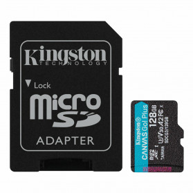 Karta Kingston microSD 128GB Canvas Go Plus 170/90MB/s + adapter SDCG3/128GB - Czarna, Niebieska