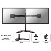 Neomounts Select Tilt/Turn/Rotate Dual Desk Mount for two 10-27" Monitor Screens, Height Adjustable, Black - NM-D335DBLACK
