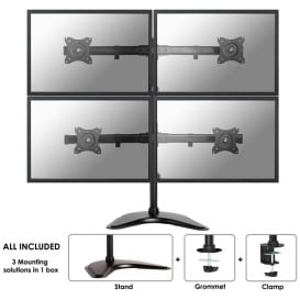 Uchwyt nabiurkowy do monitorów Neomounts by NewStar 10-27" NM-D335D4BLACK - 4 monitory, Czarny