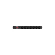 Listwa zasilająca Rack PDU Lanberg PDU-07E-0200-IEC-BK - 1U, 7 gniazd "francuskich" (NF C 61-314), przewód 2m