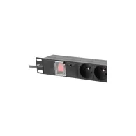 Listwa zasilająca Rack PDU Lanberg PDU-07E-0200-IEC-BK - 1U, 7 gniazd "francuskich" (NF C 61-314), przewód 2m