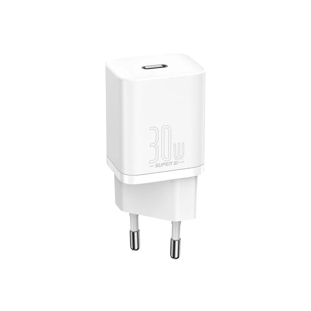 Ładowarka sieciowa Baseus Super Si Quick Charger 1C CCSUP-J02 - USB-C, 30W, PD 3.0, QC 3.0, Biała