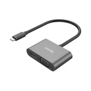 Adapter Unitek USB-C do HDMI i VGA V1168A, Kolor srebrny, Aluminium | Sklep ITnes.pl, IT for BUSINESS
