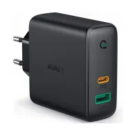 Ładowarka sieciowa AUKEY Focus Mix 30W PA-D1 - 1x USB-A, 1x USB-C, Power Delivery 5,4A 30W, Czarna