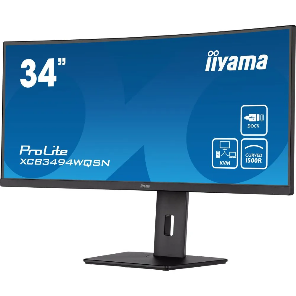 Monitor iiyama ProLite XCB3494WQSN-B5 - 34"/3440x1440 (UWQHD)/120Hz/21:9/zakrzywiony/VA/FreeSync/0,400 ms/USB-C/Czarny - zdjęcie
