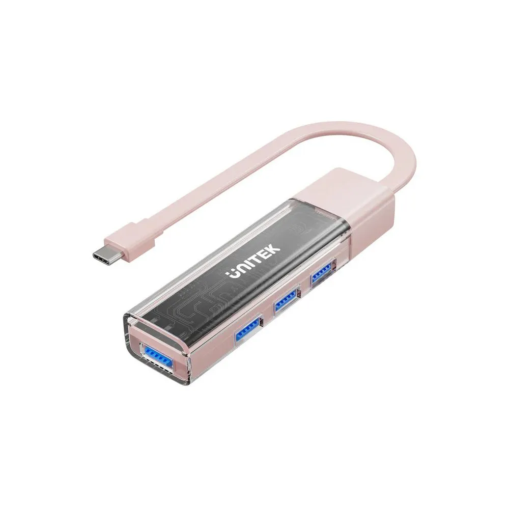 Hub USB Unitek Bi-Directional Hub USB-C with Detachable Cable H1319APK01 - USB-C do 4x USB-A, Różowy