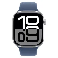 Smartwatch Apple Watch 10 MWWL3ET/A - GPS, 46 mm, srebrne aluminium z paskiem sportowym w kolorze denim, S|M