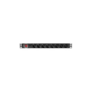 Listwa zasilająca Rack PDU Lanberg PDU-08F-0200-BK - 1U, 8 gniazd "schuko" (DIN VDE 0620-1), przewód 2m