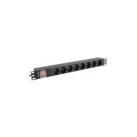 Listwa zasilająca Rack PDU Lanberg PDU-08F-0200-BK - 1U, 8 gniazd "schuko" (DIN VDE 0620-1), przewód 2m