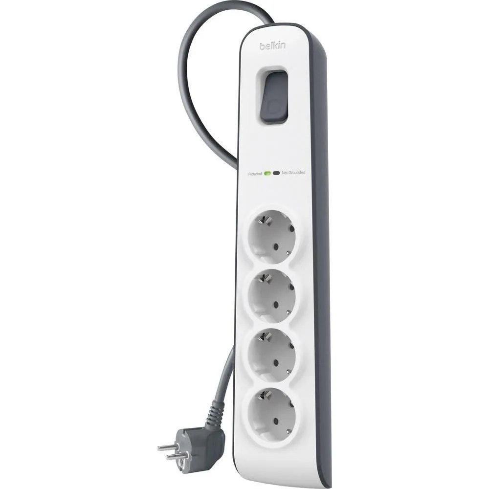 Listwa antyprzepięciowa Belkin BSV400VF2M - 2 m, 4 gniazda, Biała, Szara - BSV400VF2M | Sklep ITnes.pl - IT for BUSINESS