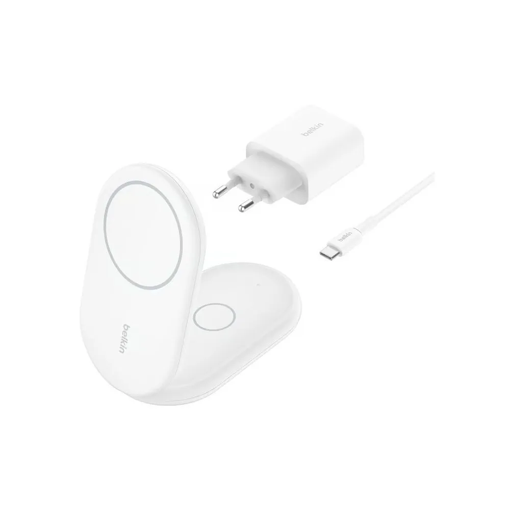 Ładowarka indukcyjna Belkin BoostCharge 2-in-1 Magnetic Foldable Wireless Charger with Qi2 15W WIZ028VFWH - Biała