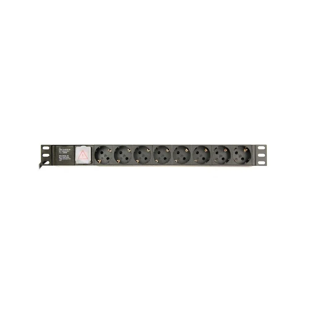 Listwa zasilająca rack 19" PDU Gembird EG-PDU-014-C14 - 1U, 10A, 8 gniazd SCHUKO, wtyk C14, przewód 3m