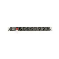 Listwa zasilająca rack 19" PDU Gembird EG-PDU-014-C14 - 1U, 10A, 8 gniazd SCHUKO, wtyk C14, przewód 3m