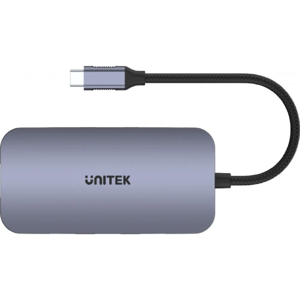 Stacja dokująca Unitek USB 1x RJ-45 1x USB-C 1x USB-C PD 1x SDHC 3x USB-A 3.2 Gen1 D1071A, Kolor srebrny, Czarna | Sklep ITnes.p