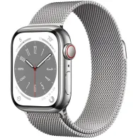 Smartwatch Apple Watch Series 8 41mm GPS + Cellular stal nierdzewna srebrny z bransoletą mediolańską srebrną - MNJ83WB/A | Sklep