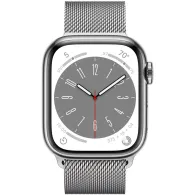 Smartwatch Apple Watch Series 8 41mm GPS + Cellular stal nierdzewna srebrny z bransoletą mediolańską srebrną - MNJ83WB/A | Sklep