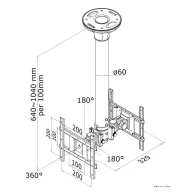 Uchwyt sufitowy do monitorów Neomounts by Newstar 2x 10"-40" FPMA-C200D - Czarny
