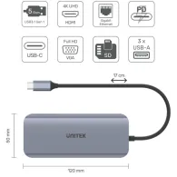 Stacja dokująca Unitek uHUB N9+ 9-in-1 USB-C D1026B, 100w, 3xUSB-A, 1xHDMI, 1xVGA, 1xRJ45, 1xSD, 1xMicro SD, Szary | Sklep ITnes