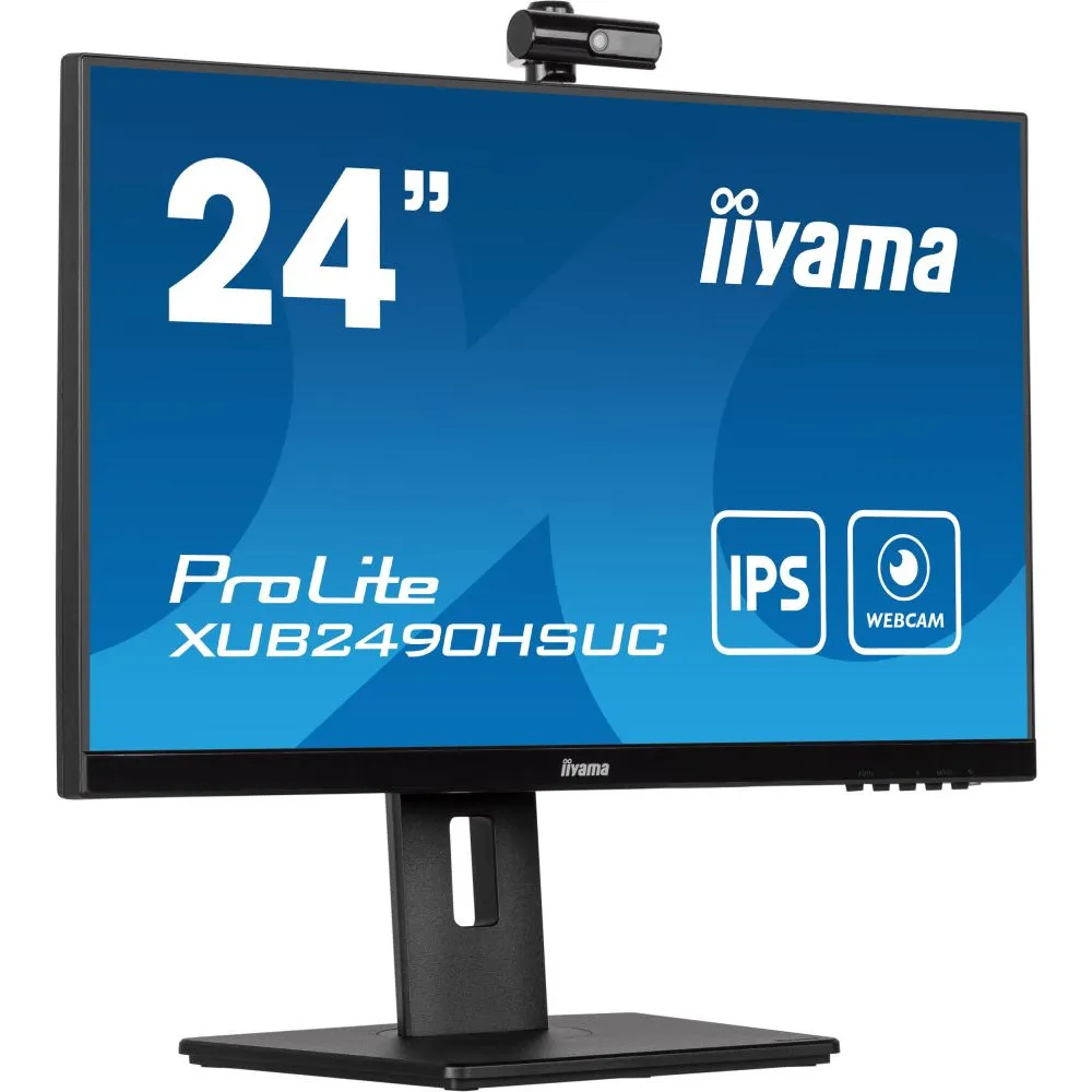 Monitor iiyama ProLite XUB2490HSUC-B5 - 23,8"/1920x1080 (Full HD)/60Hz/IPS/4 ms/pivot/kamera/Czarny - zdjęcie