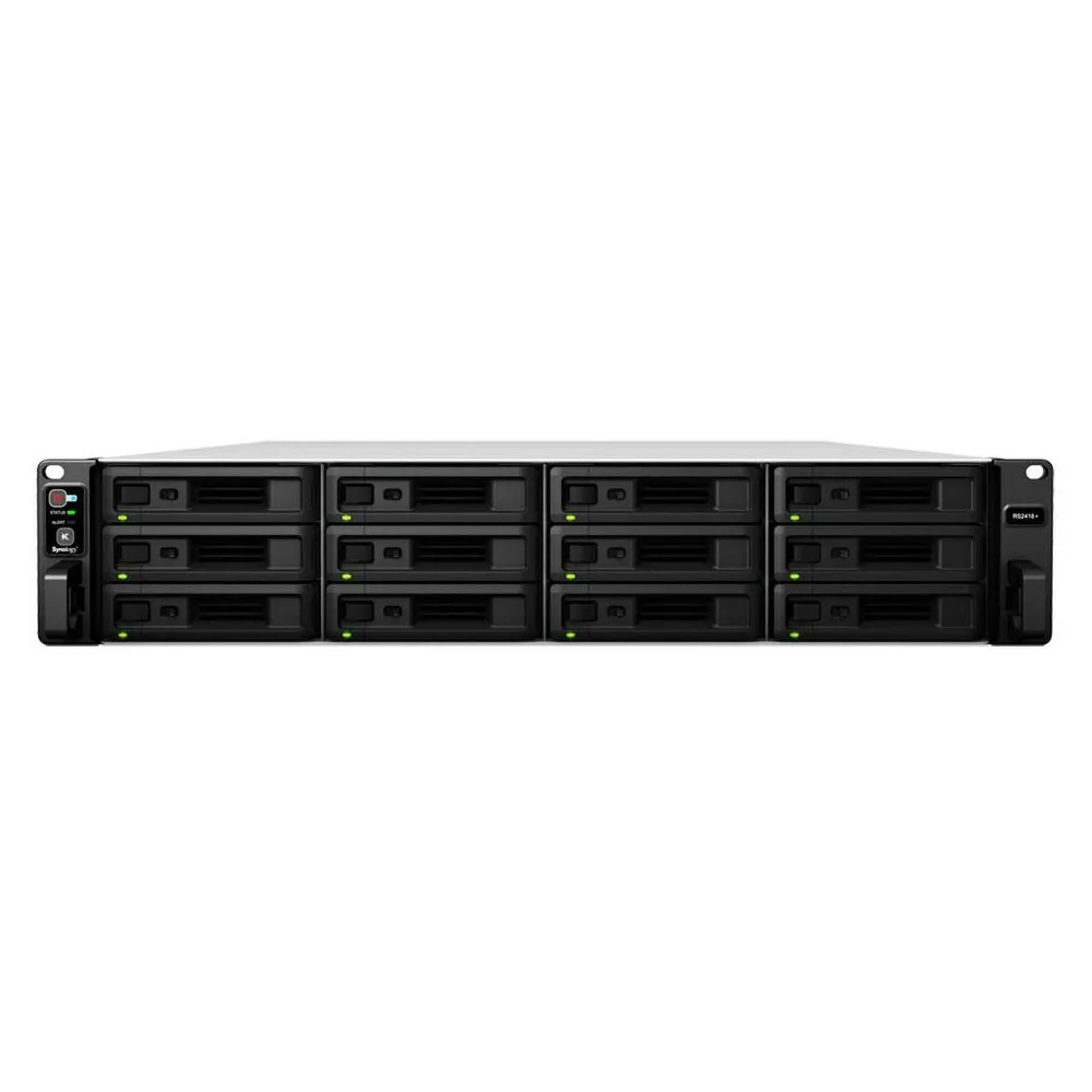 Serwer NAS Synology Rack Plus RS2418RP+, Rack (2U), Intel Atom C3538, 4GB RAM, 12 wnęk, hot-swap, 3 lata Carry-in | Sklep ITnes.