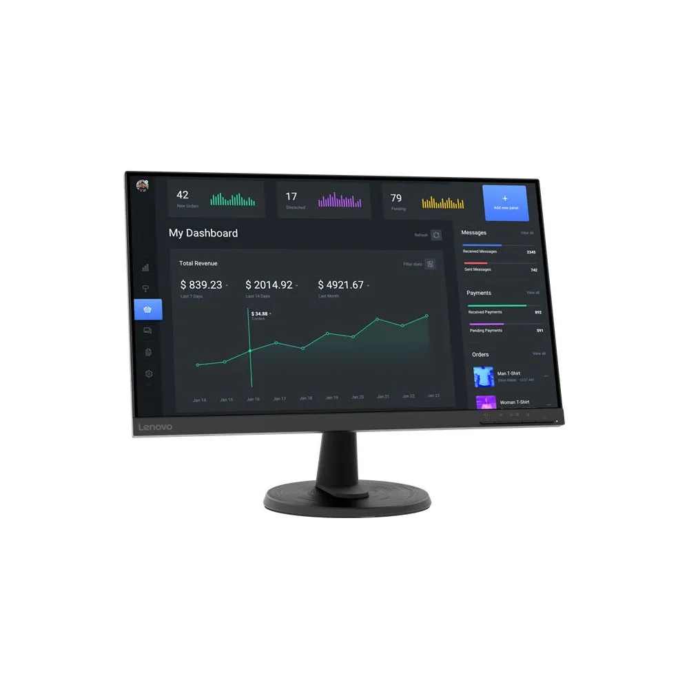 Monitor Lenovo D24-40 67A2KAC6EU - 23,8"/1920x1080 (Full HD)/75Hz/VA/FreeSync/7,000 ms/Czarny - zdjęcie