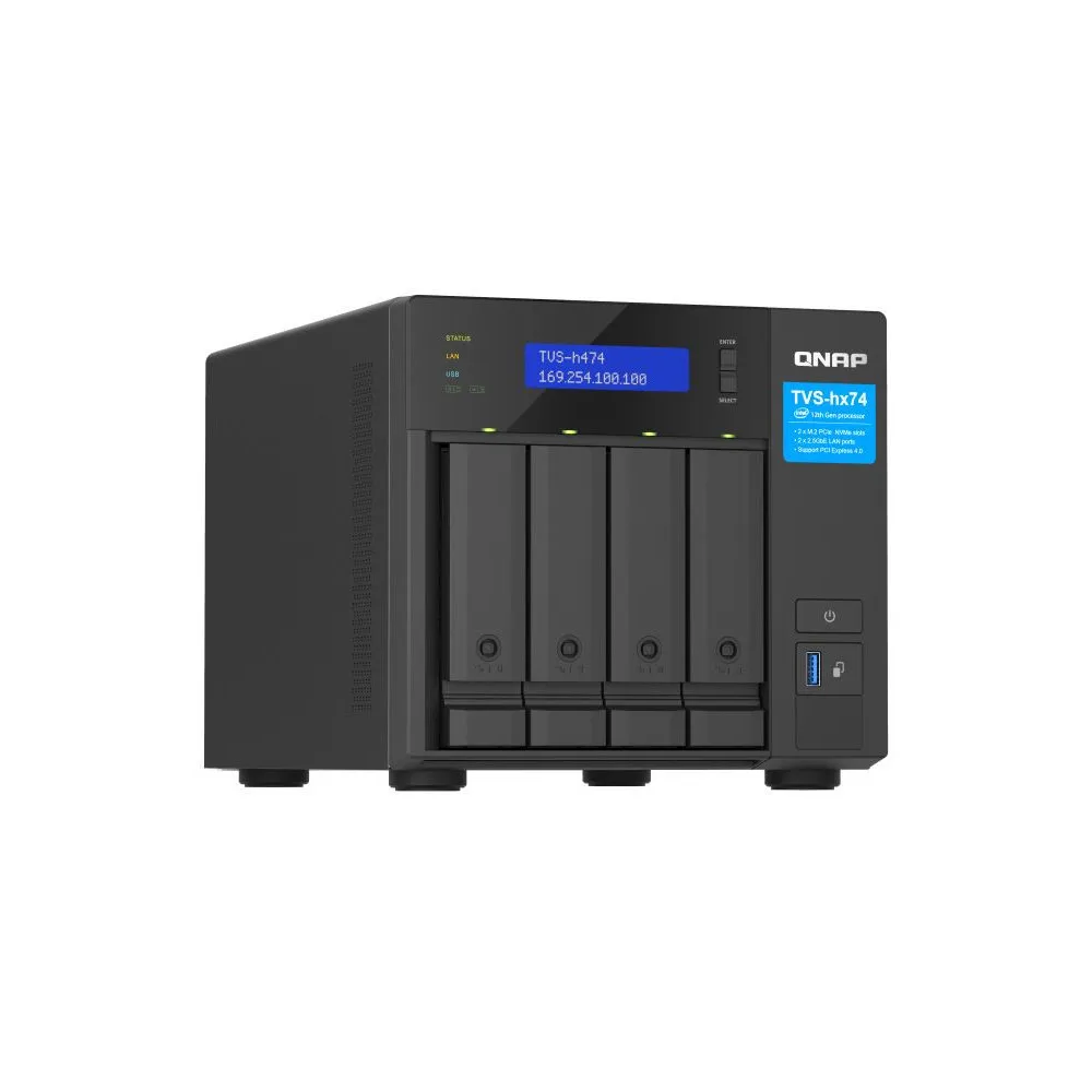 Serwer NAS QNAP Tower TVS-H474-PT-SJQA - Tower/Intel Pentium Gold G7400/16 GB RAM/6 TB/4 wnęki/2 x M.2/hot-swap - zdjęcie