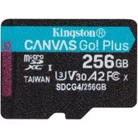 Karta microSD Kingston 256GB Canvas Go Plus + adapter SDCG4/256GBSP - Class 10, UHS-I, U3, V30, A2