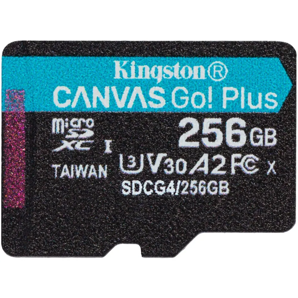 Karta microSD Kingston 256GB Canvas Go Plus + adapter SDCG4/256GBSP - Class 10, UHS-I, U3, V30, A2