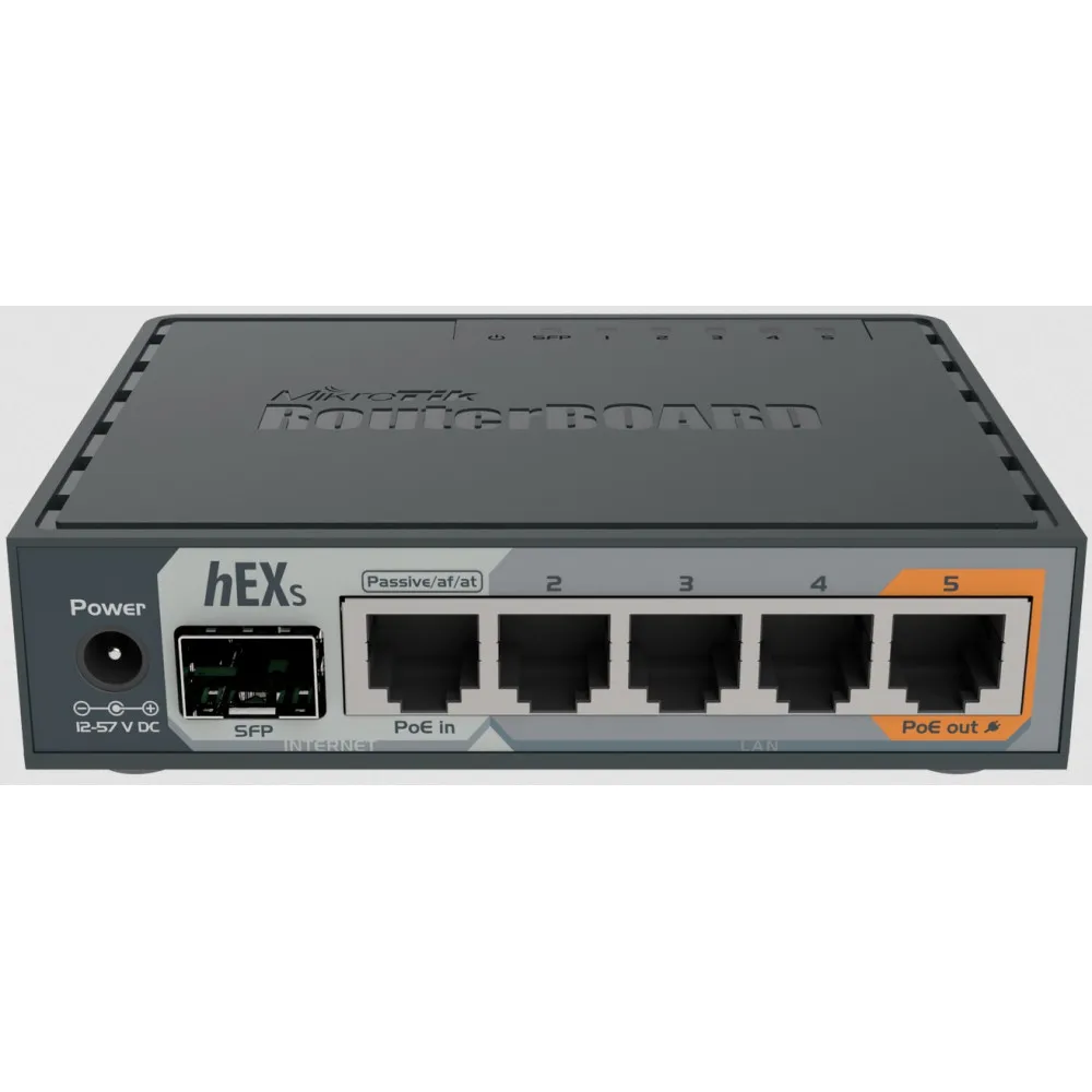 Router MikroTik hEX S RB760IGS, Dual Core 880MHz CPU, 256MB RAM, 5x 1000Mbps RJ45, 1x 1000Mbps SFP, USB, 1x PoE-out, RouterOS | 