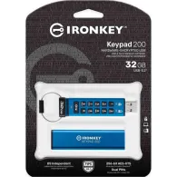 Pendrive Kingston IronKey Keypad 200 32 GB IKKP200/32GB - FIPS 140-3 Lvl 3 Pending AES-256 Encrypted, Niebieski