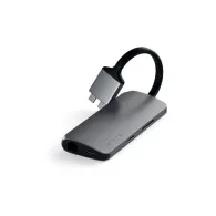 Replikator portów Satechi USB-C Dual Multimedia Adapter ST-TCDMMAM - USB-C, 2x USB-A, 2x HDMI, microSD i SD, Ethernet, Szary