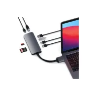 Replikator portów Satechi USB-C Dual Multimedia Adapter ST-TCDMMAM - USB-C, 2x USB-A, 2x HDMI, microSD i SD, Ethernet, Szary