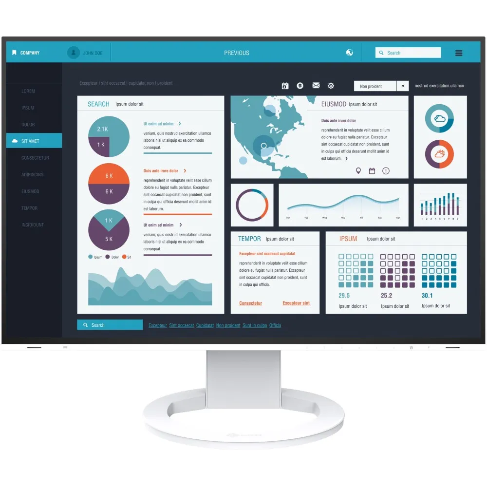 Monitor EIZO FlexScan EV2495-WT, 24", 1920x1200 (WUXGA), 16:10, IPS, 5 ms, pivot, Czarno-biały | Sklep ITnes.pl, IT for BUSINESS