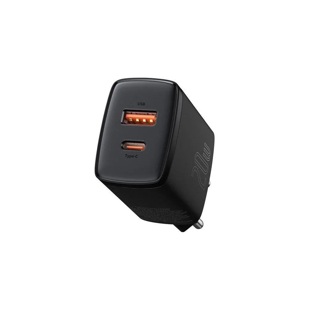 Ładowarka sieciowa Baseus Compact Quick Charger CCXJ-B01 - USB-A, USB-C, 20W, QC3.0, PD 3.0, Czarna