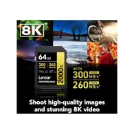 Karta pamięci Lexar SDXC 64 GB Professional 2000x LSD2000064G-BNNNG - UHS-II, 300MB|s|260MB|s, C10, V90, U3