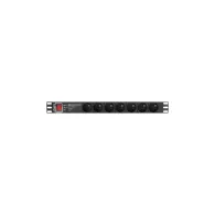 Listwa zasilająca Rack PDU Lanberg PDU-PRO-07E-0200-BK - 1U, 7 gniazd "francuskich", przewód 2m