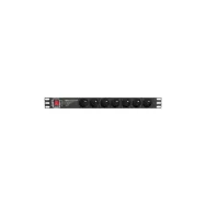 Listwa zasilająca Rack PDU Lanberg PDU-PRO-07E-0200-BK - 1U, 7 gniazd "francuskich", przewód 2m