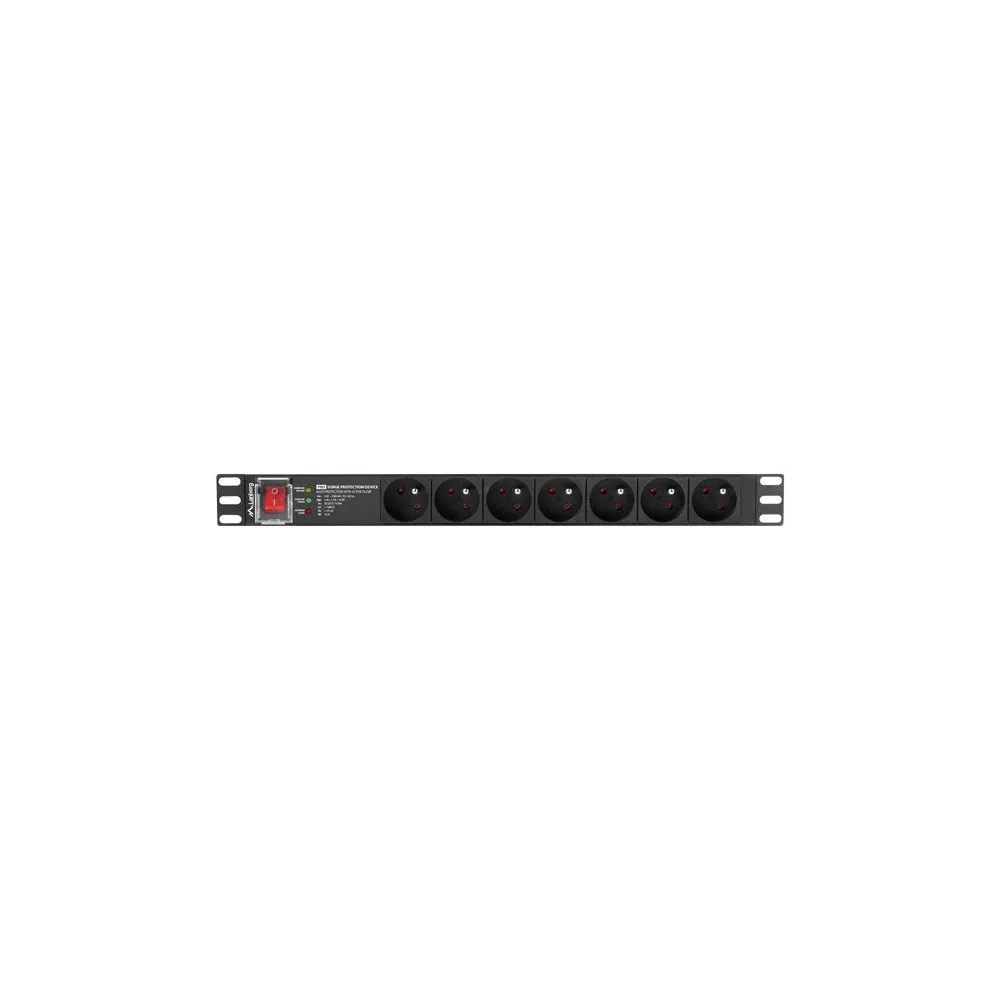 Listwa zasilająca Rack PDU Lanberg PDU-PRO-07E-0200-BK - 1U, 7 gniazd "francuskich", przewód 2m