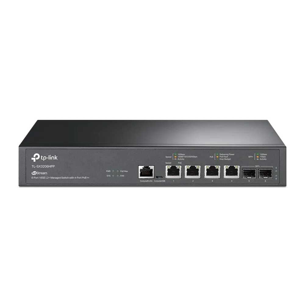 Switch zarządzalny TP-Link TL-SX3206HPP, 4x 1|2,5|5|10Gbps, 2x 10Gbps SFP+, POE+ 200W | Sklep ITnes.pl, IT for BUSINESS