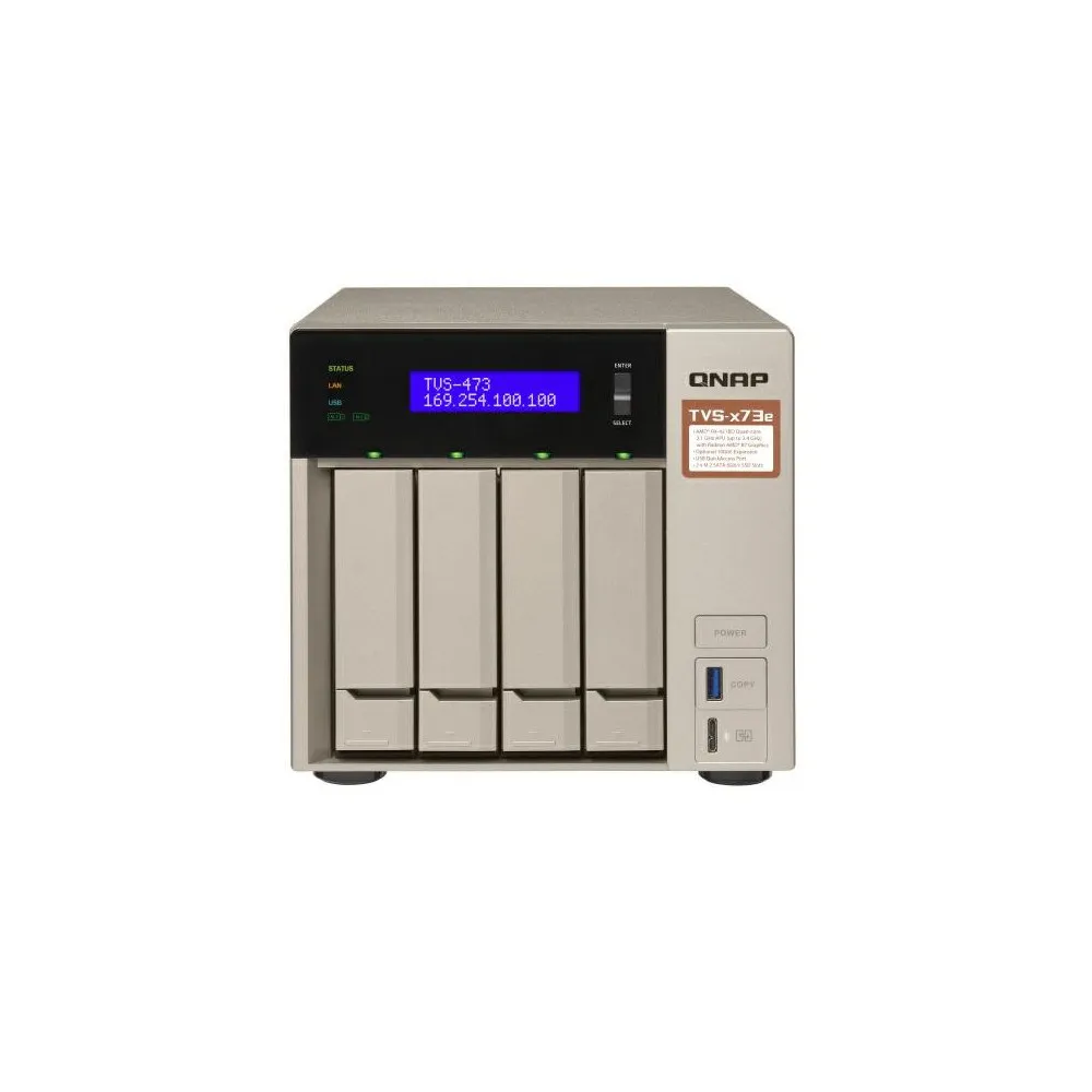 Serwer NAS QNAP Tower TVS-473E-8G, Tower, R-Series RX-421BD, 8GB RAM, 4 wnęki, hot-swap, 2 lata Carry-in | Sklep ITnes.pl, IT for BUSINESS